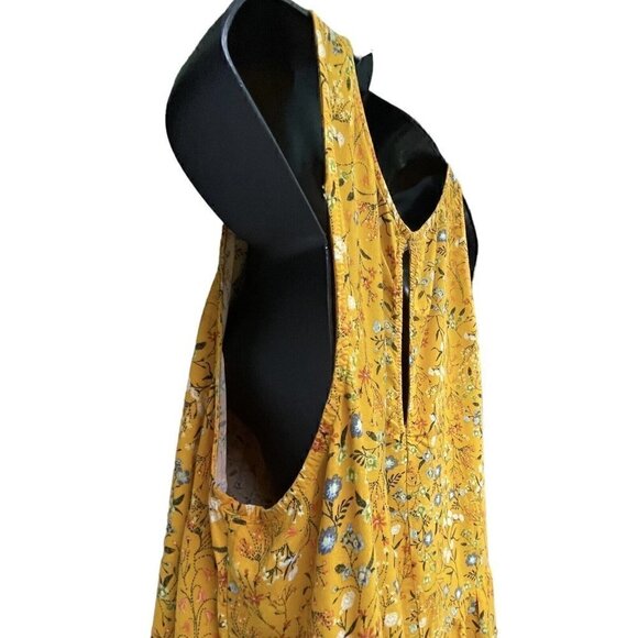Old Navy Floral Sleeveless Golden Rod Tiered Ruffle Knee Length Dress Women’s 12 - Picture 6 of 10